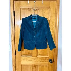 Talbots Petites 12P Teal Green Corduroy Jacket Blazer Fitted Career
